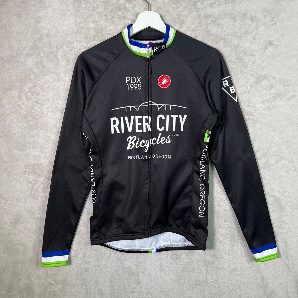 Castelli Cycling Jersey XL Portland River City Bicycles Long Sleeve Black